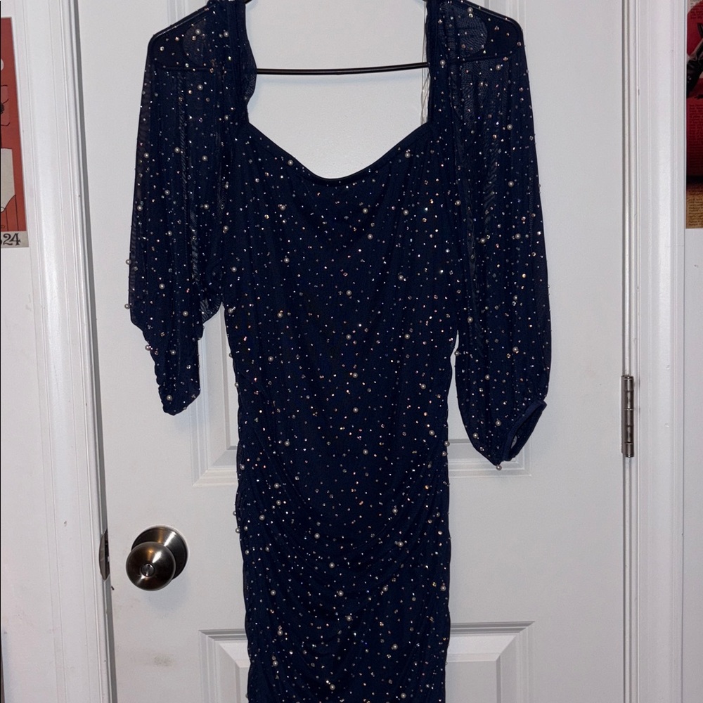 Xtraordinary Midnight Blue Hoco Dress with Glittering Details